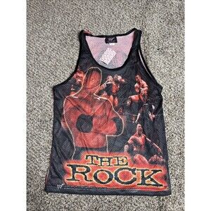 NWT Vtg WWF RARE "The Rock" Attitude Jersey Shirt Tank-Top 1999 Mesh Size Med